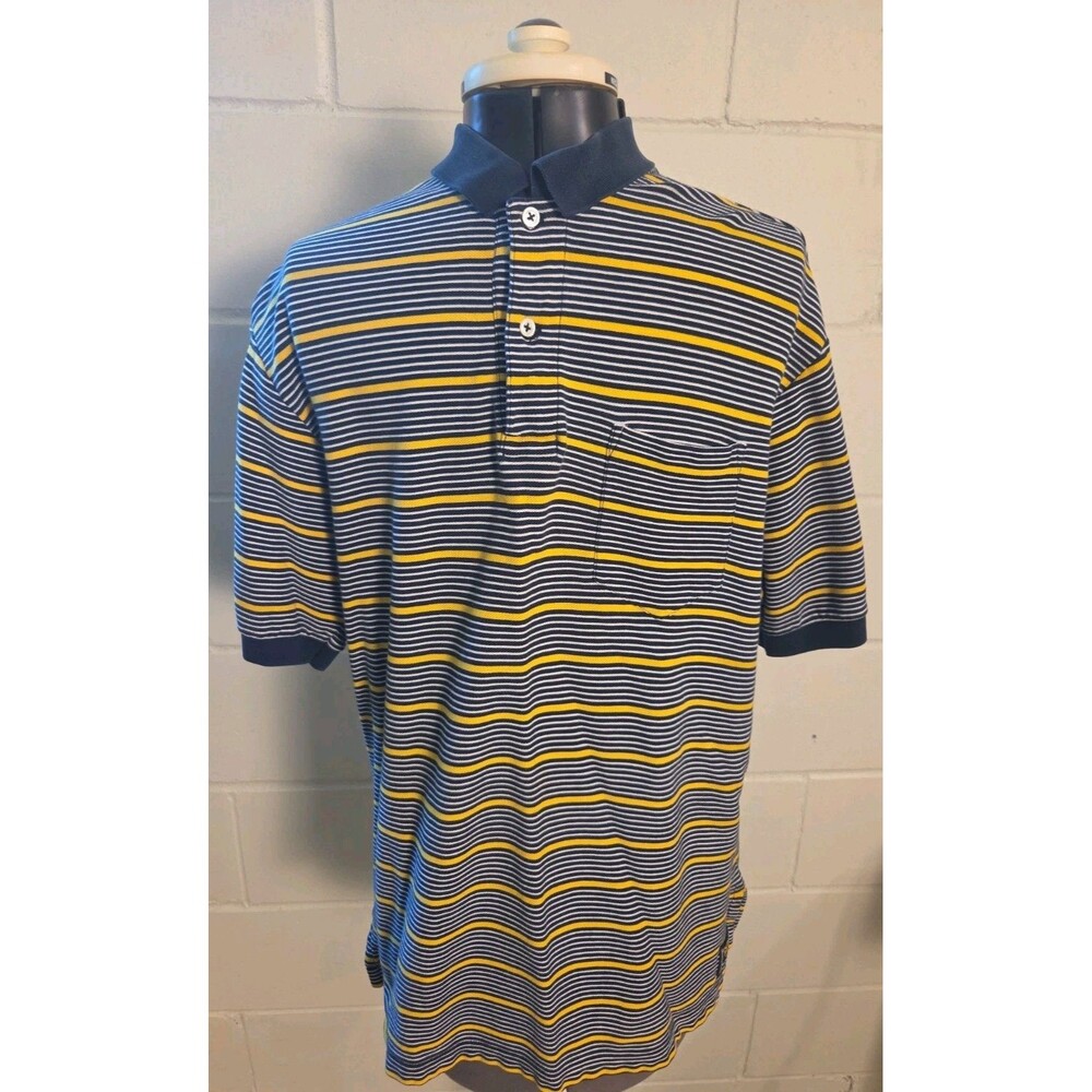 Vintage Ralph Lauren Polo Sport Shirt Sz M Yellow Striped Spell Out Embroidered
